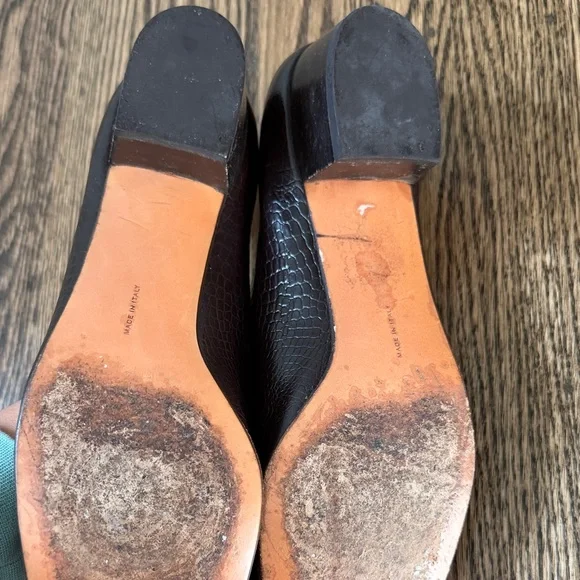 Salvatore Ferragamo Dark Brown Croc-Embossed Heels - Picture 6 of 15